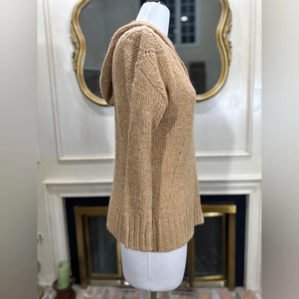 American Eagle Women’s Hooded Sweater Tan XS Soft Wool‎ Blend Jegging Fit
